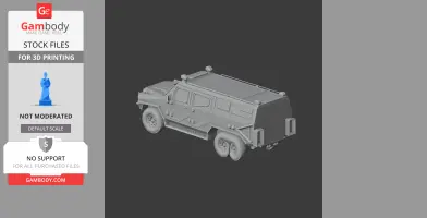 Gray 3D model of an Iraqi light armored vehicle, viewed from a rear angle.