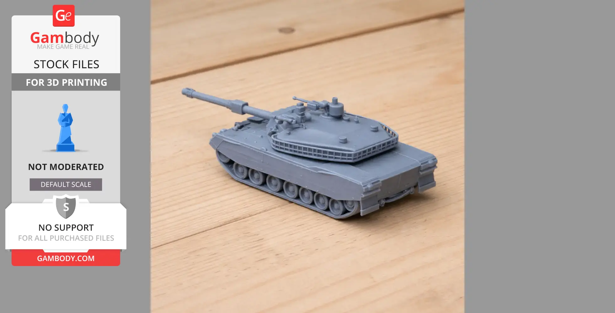 A detailed 3D-printed model of a K1 Type 88 tank, displayed on a wooden surface.