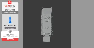 Top view of a detailed tank model for 3D printing, with visible hatches and armor details.