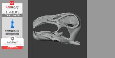 3D model of a Tengrisaurus skull with intricate bone structure, designed for 3D printing.