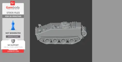 3D model of an M114 armored fighting vehicle, side view, detailed tank tracks and turret.