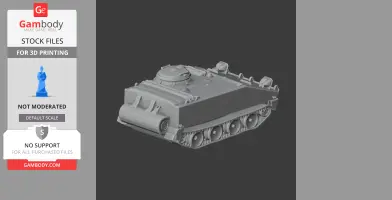 3D model of an M114 armored fighting vehicle, showing tracks and turret, for 3D printing.