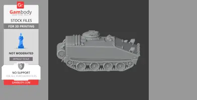 3D model of an M114 armored fighting vehicle, showing side view with tracks and turret detail.