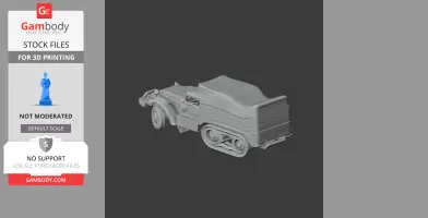 3D model of an M3 half-track vehicle with a covered back, designed for 3D printing.