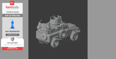 Armored personnel carrier 3D model with gun turret, designed for 3D printing.