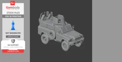Detailed 3D model of an armored personnel carrier with six wheels and open turret seats.