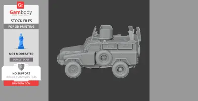 3D model of an armored Mamba APC vehicle, side view, ready for printing.