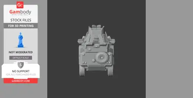 Front view of a detailed Mamba APC tank model for 3D printing, showing wheels and turret.