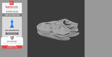3D model of a Theiophytalia dinosaur skull for 3D printing, detailed with teeth and bone structure.
