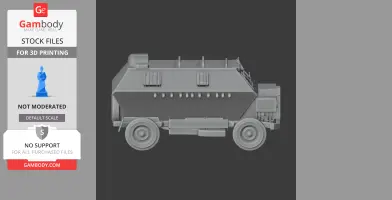 3D model of an MAP75 armored personnel carrier, side view, for 3D printing.