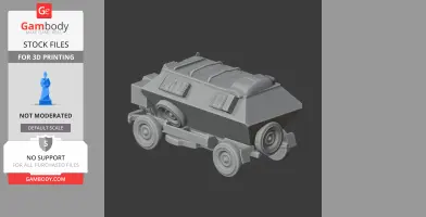3D model of a MAP75 armored personnel carrier, designed for 3D printing, with detailed wheels and panels.