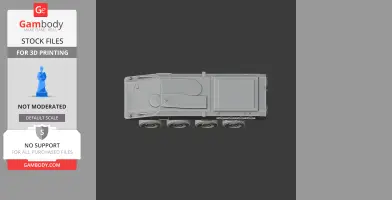 3D printed model of a six-wheeled military personnel carrier tank viewed from above.