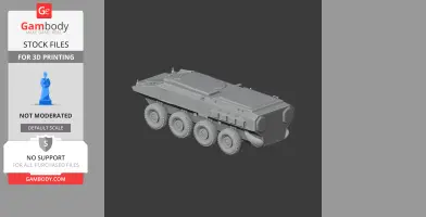 Futuristic six-wheeled armored personnel carrier 3D model for printing.