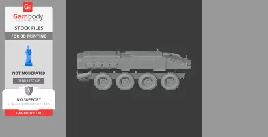 3D model of an eight-wheeled military personnel carrier, side view, for 3D printing.