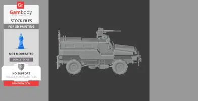 3D model of the Matador mine-protected vehicle, side view, detailed wheels and turret.