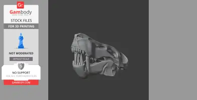 3D model of a Therapsida skull, showcasing sharp teeth and detailed bone structure.