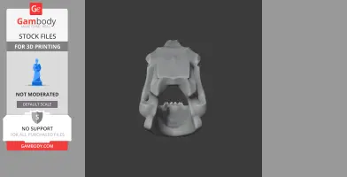 Therizinosaurus skull model in grayscale, viewed from the front, for 3D printing.