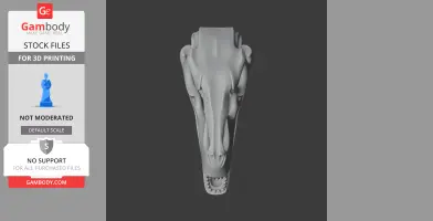 3D model of a Therizinosaurus skull, viewed from the top, designed for 3D printing.