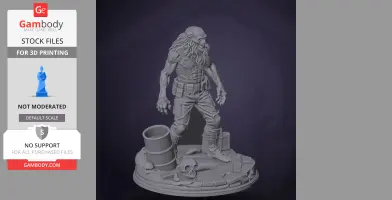 Monstrous figure on detailed base with barrels, skull, and mask, ready for 3D printing from 'S.T.A.L.K.E.R. 2'.