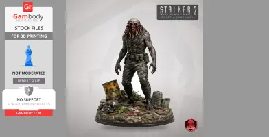 Grotesque creature figure with tentacle mouth and weathered terrain base, 3D printable model.