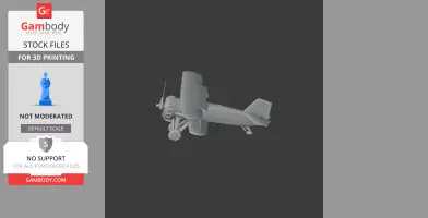 3D model of a Curtiss Gulfhawk biplane, designed for 3D printing, shown in side view.