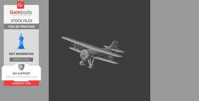 3D model of a Curtiss Gulfhawk biplane for 3D printing, shown in grayscale on a dark background.