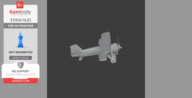 3D model of a Curtiss Gulfhawk biplane, shown from a side angle, suitable for 3D printing.