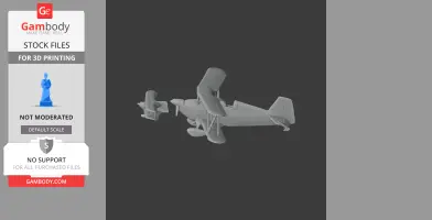 Detailed 3D model of a vintage biplane, showcasing wings and tail, ready for 3D printing.