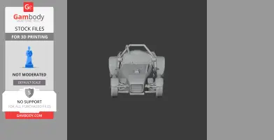 Front view of a DAX Rush scale model for 3D printing, showing detailed car structure.