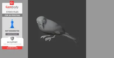 A 3D model of a stylized woodpecker with detailed tail and beak, designed for 3D printing.