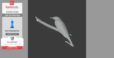 3D model of a bird perched on a branch, designed for 3D printing.