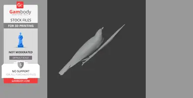 3D model of a prehistoric bird perched on a branch, designed for 3D printing.