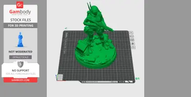 A detailed 3D model of a soldier figure, equipped with a rifle, standing on a textured base.