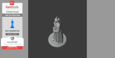 A detailed 3D model of Saint Antonio Maria Gianelli holding a flower on a round base.