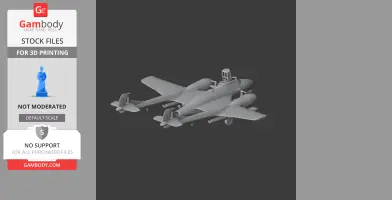 A 3D model of a De Havilland Sea Venom jet for 3D printing, shown in a side and slightly top view.