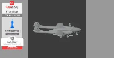 A detailed 3D model of a De Havilland Sea Venom aircraft for 3D printing.