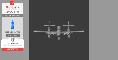 Front view of a 3D model of a De Havilland Sea Venom jet, designed for 3D printing.
