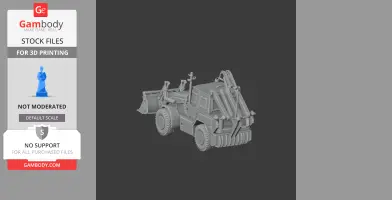 3D model of a military engineering vehicle with large wheels and crane attachments, ready for 3D printing.