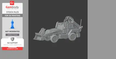 3D model of a military engineering vehicle with a large shovel attachment.