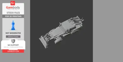 3D model of a military engineering vehicle with a bulldozer blade.