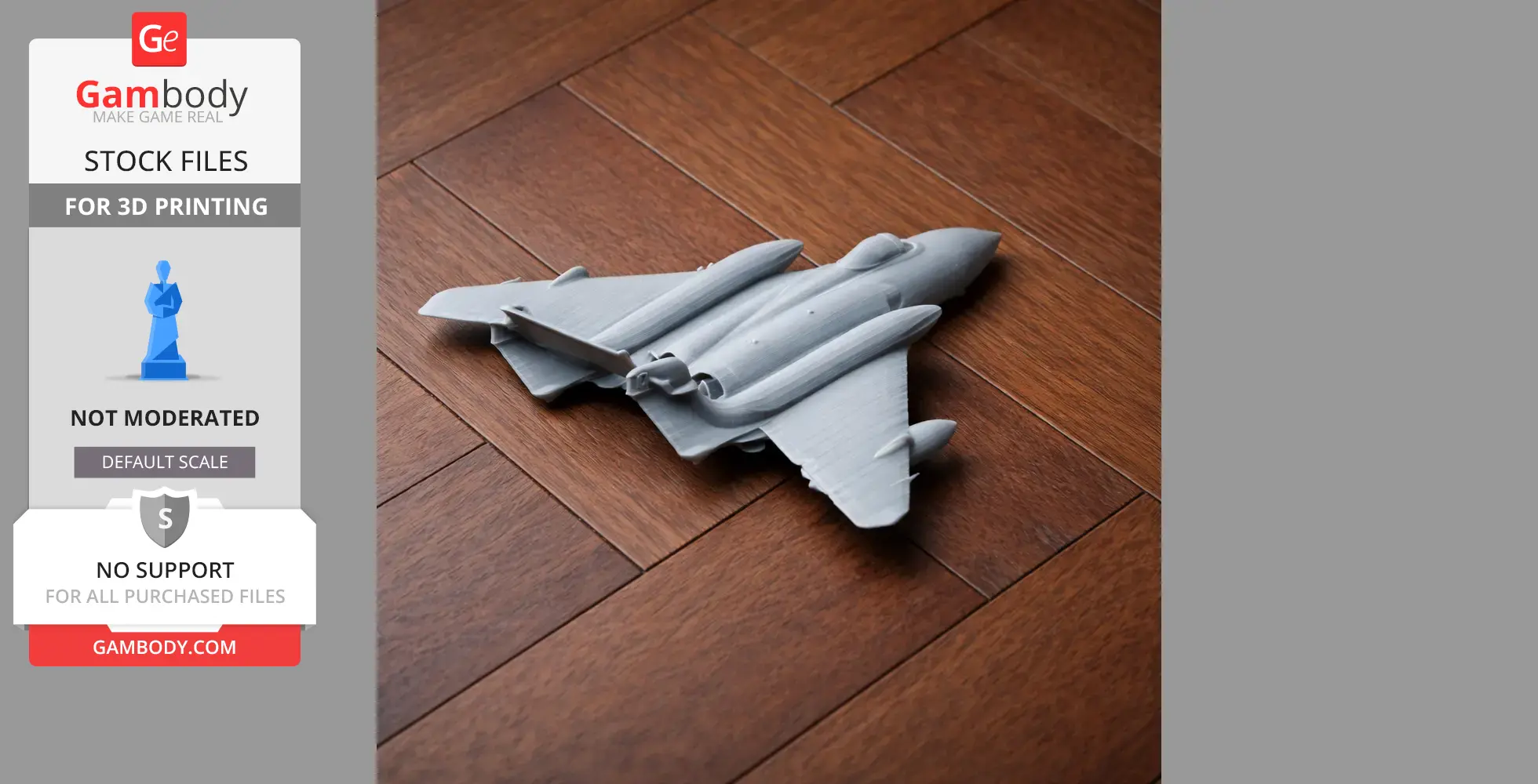 3D-printed De Havilland Sea Vixen model on a wooden surface, ready for assembly.