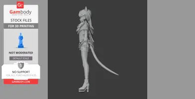 A detailed figurine of a female character with animal ears and a tail, in a side profile pose.