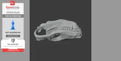 3D model of a Thrinaxodon skull, showcasing detailed bone structure and teeth, designed for 3D printing.