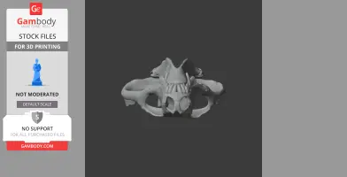 3D model of a Thrinaxodon skull, suitable for 3D printing, displayed on a dark background.