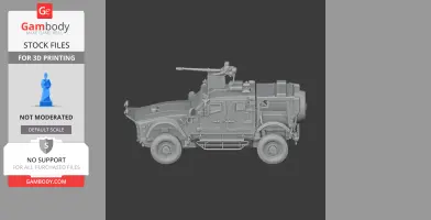A detailed 3D model of a mine-resistant ambush protected vehicle for 3D printing.