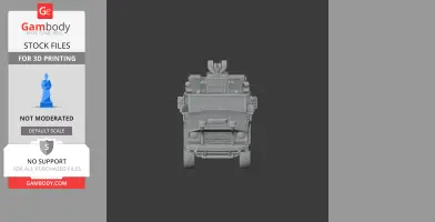 A 3D model of a mine-resistant ambush protected vehicle from the front view, ready for printing.