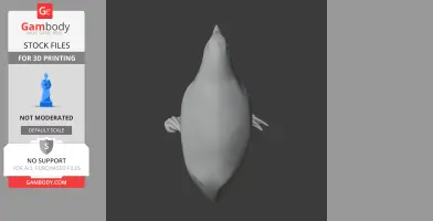 Top view of a smooth, abstract bird-like 3D model with small wings and a pointed beak.