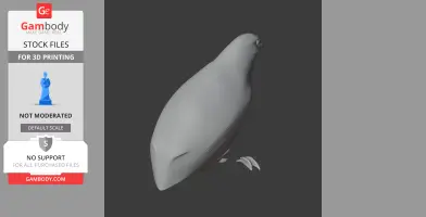 A 3D-printed model of a bird with a rounded body and small head, suitable for gaming or display.
