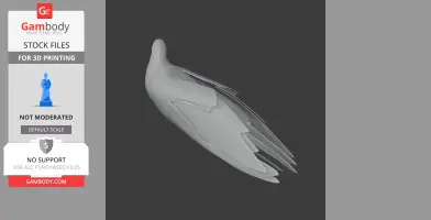3D model of a streamlined bird with layered wings, designed for 3D printing.
