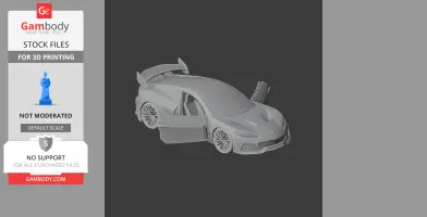 3D model of a detailed sports car with open doors, ready for 3D printing.